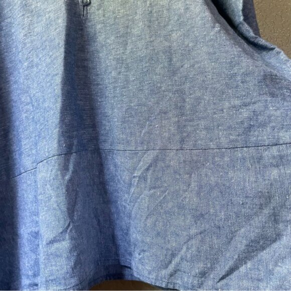 Liz Claiborne Womens XXL 2XL Linen Blend Chambray Tunic 3/4 Tie Sleeve Blouse - Picture 5 of 9